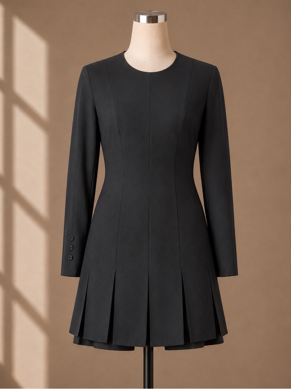 Vintage Oleg Cassini Neiman Marcus Black Pleated Mini Dress Size 6